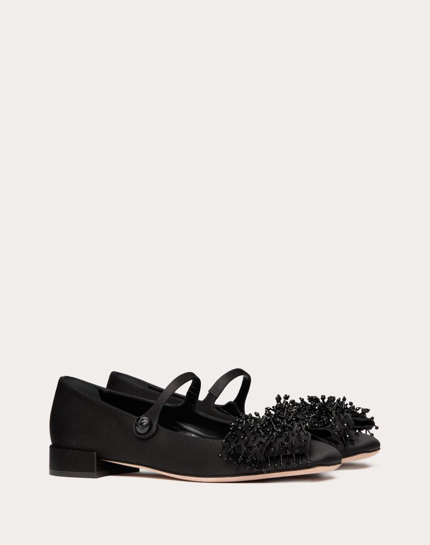 Valentino Handbags Ballerina Mary-jane Valentino Garavani Bowjane In Raso Con Ricamo A Frange 20mm per Donna in Nero | Valentino IT 50% di sconto con spedizione gratuita