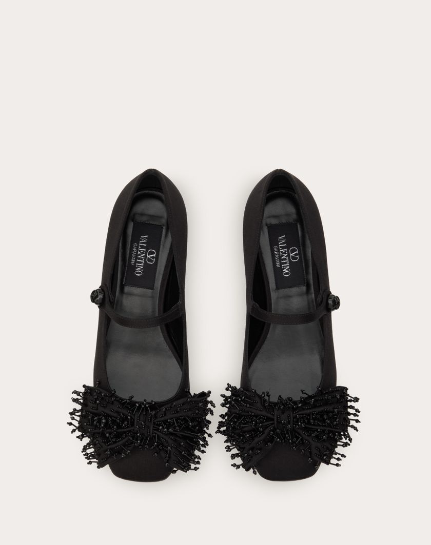 Valentino Handbags Ballerina Mary-jane Valentino Garavani Bowjane In Raso Con Ricamo A Frange 20mm per Donna in Nero | Valentino IT 50% di sconto con spedizione gratuita