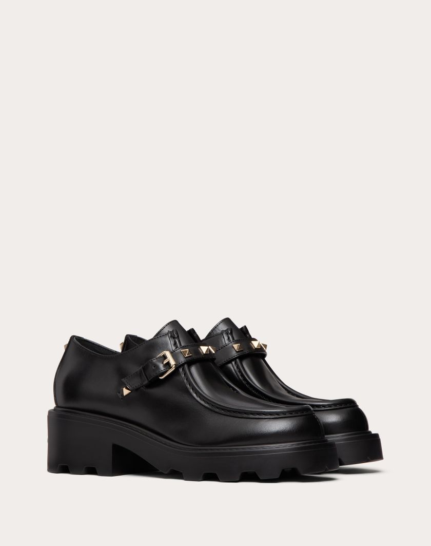 Valentino Handbags Single Monk Strap Rockstud In Vitello 55mm per Donna in Nero | Valentino IT Officina