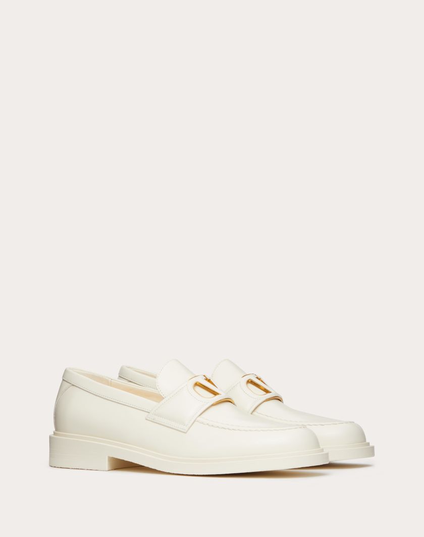 Valentino Handbags Mocassino Vlogo Signature In Vitello per Donna in Avorio | Valentino IT Duty-free