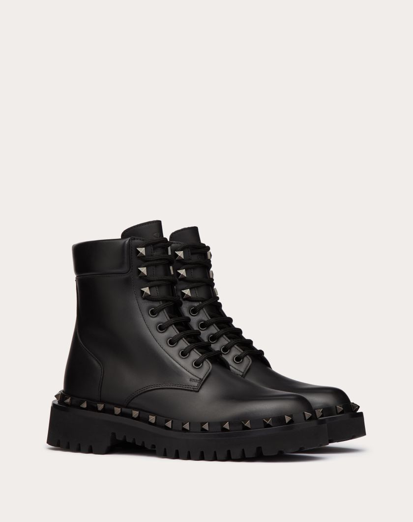 Valentino Handbags Combat Boot Rockstud In Vitello E Borchie In Tono 50mm per Donna in Nero | Valentino IT Qualità