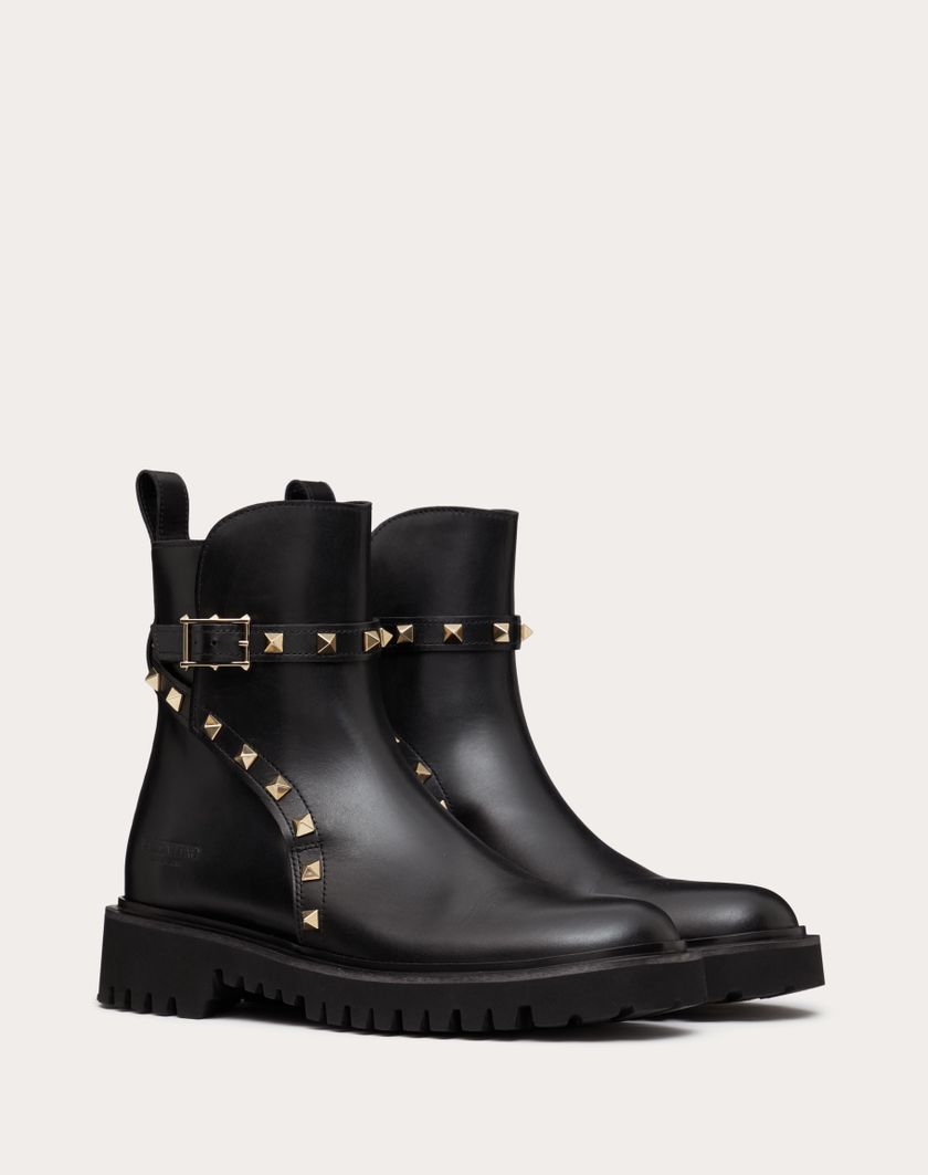 Valentino Handbags Stivaletto Rockstud In Vitello 40mm per Donna in Nero | Valentino IT Promozione