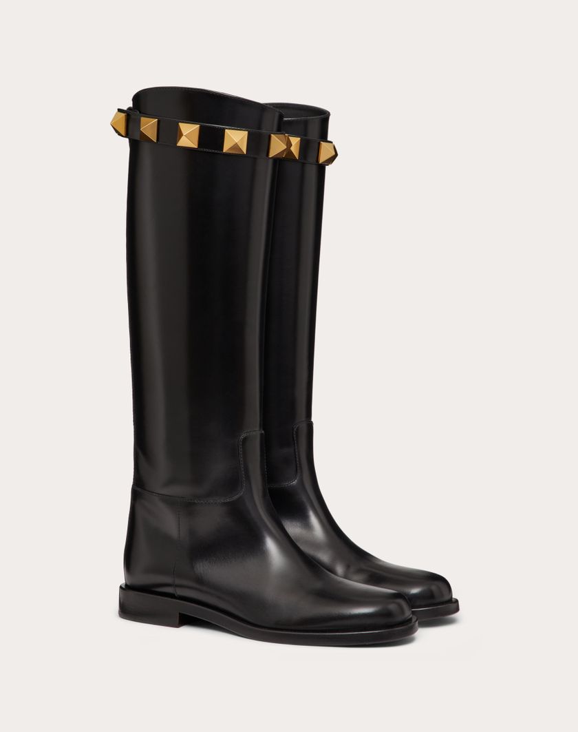 Valentino Handbags Stivale Roman Stud In Vitello 15mm per Donna in Nero | Valentino IT Soddisfazione Garantita