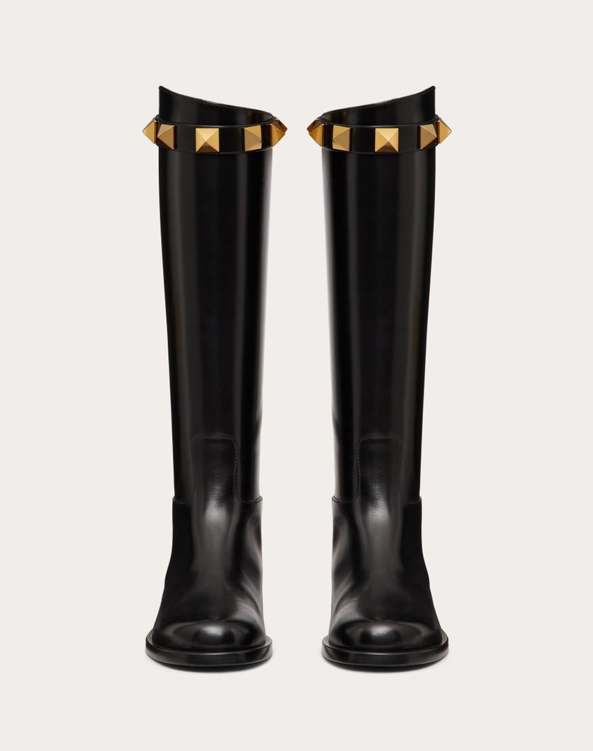 Valentino Handbags Stivale Roman Stud In Vitello 15mm per Donna in Nero | Valentino IT Soddisfazione Garantita