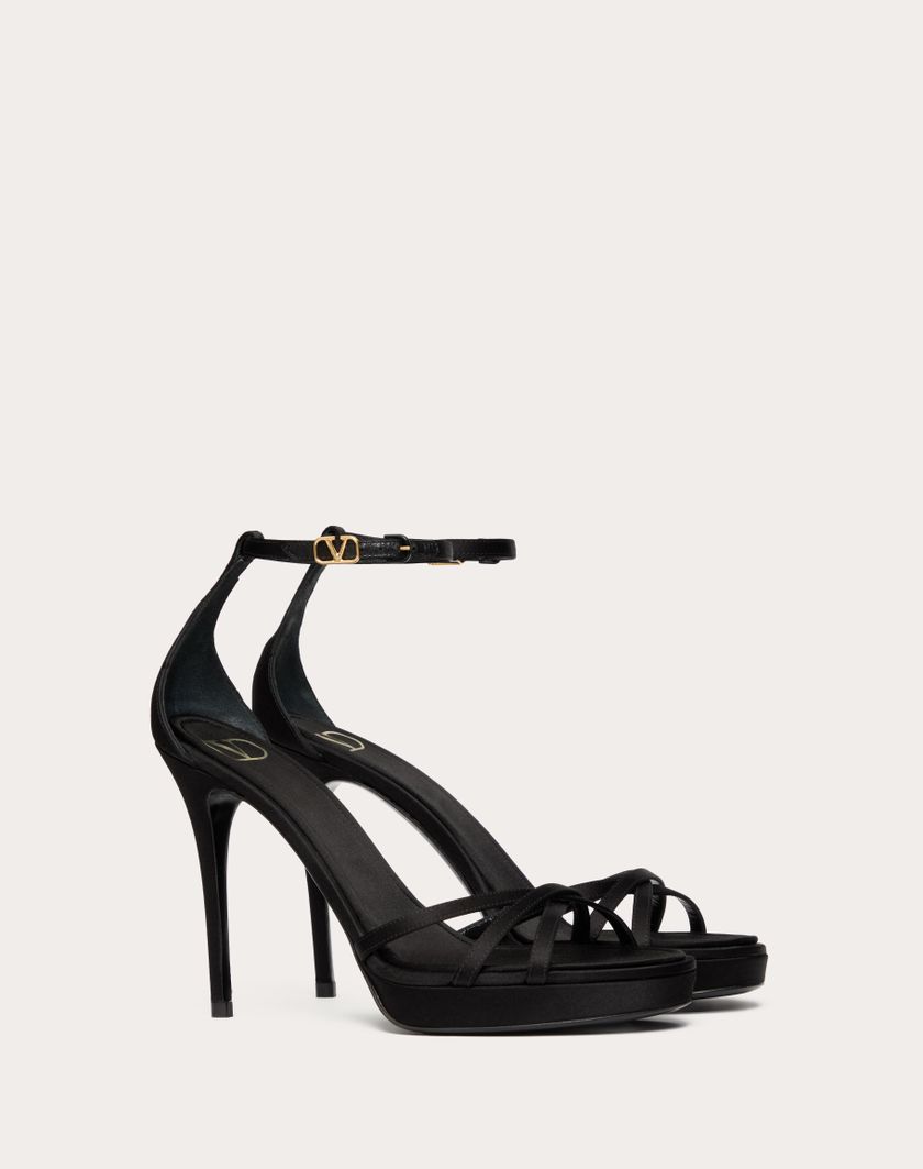 Valentino Handbags Sandalo Con Plateau Valentino Garavani Eveninglam In Raso 120mm per Donna in Poudre | Valentino IT Promozione Limitata