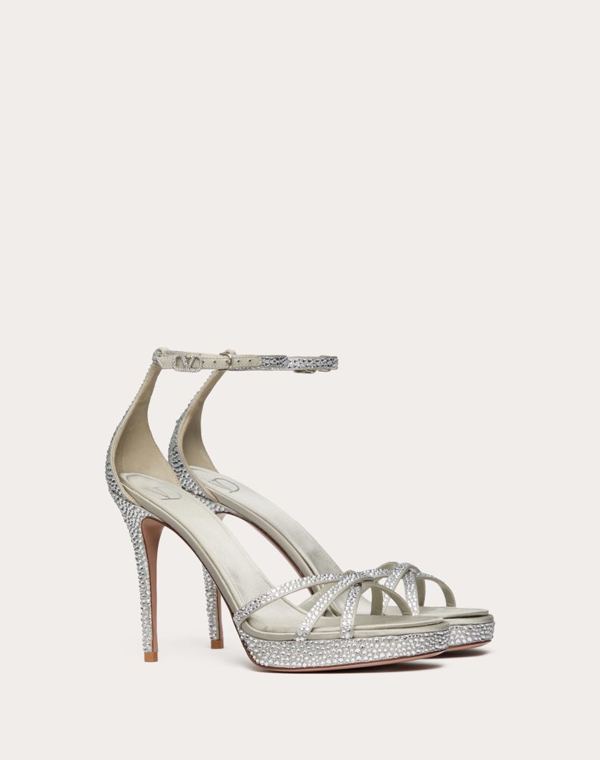 Valentino Handbags Sandalo Con Plateau Valentino Garavani Eveninglam Con Cristalli 120mm per Donna in Crystal/grigio | Valentino IT Shopping Online
