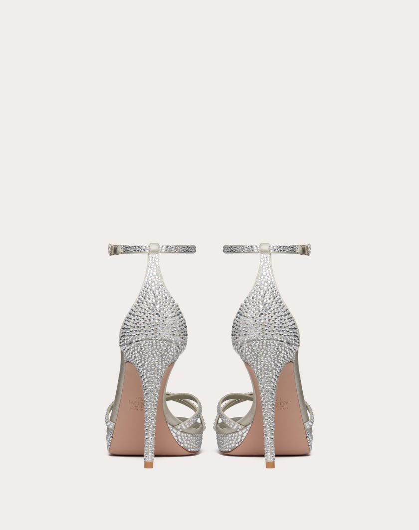 Valentino Handbags Sandalo Con Plateau Valentino Garavani Eveninglam Con Cristalli 120mm per Donna in Crystal/grigio | Valentino IT Shopping Online