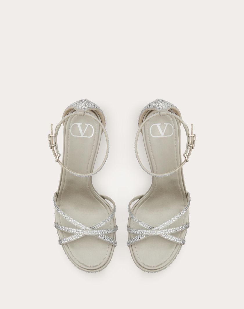 Valentino Handbags Sandalo Con Plateau Valentino Garavani Eveninglam Con Cristalli 120mm per Donna in Crystal/grigio | Valentino IT Shopping Online