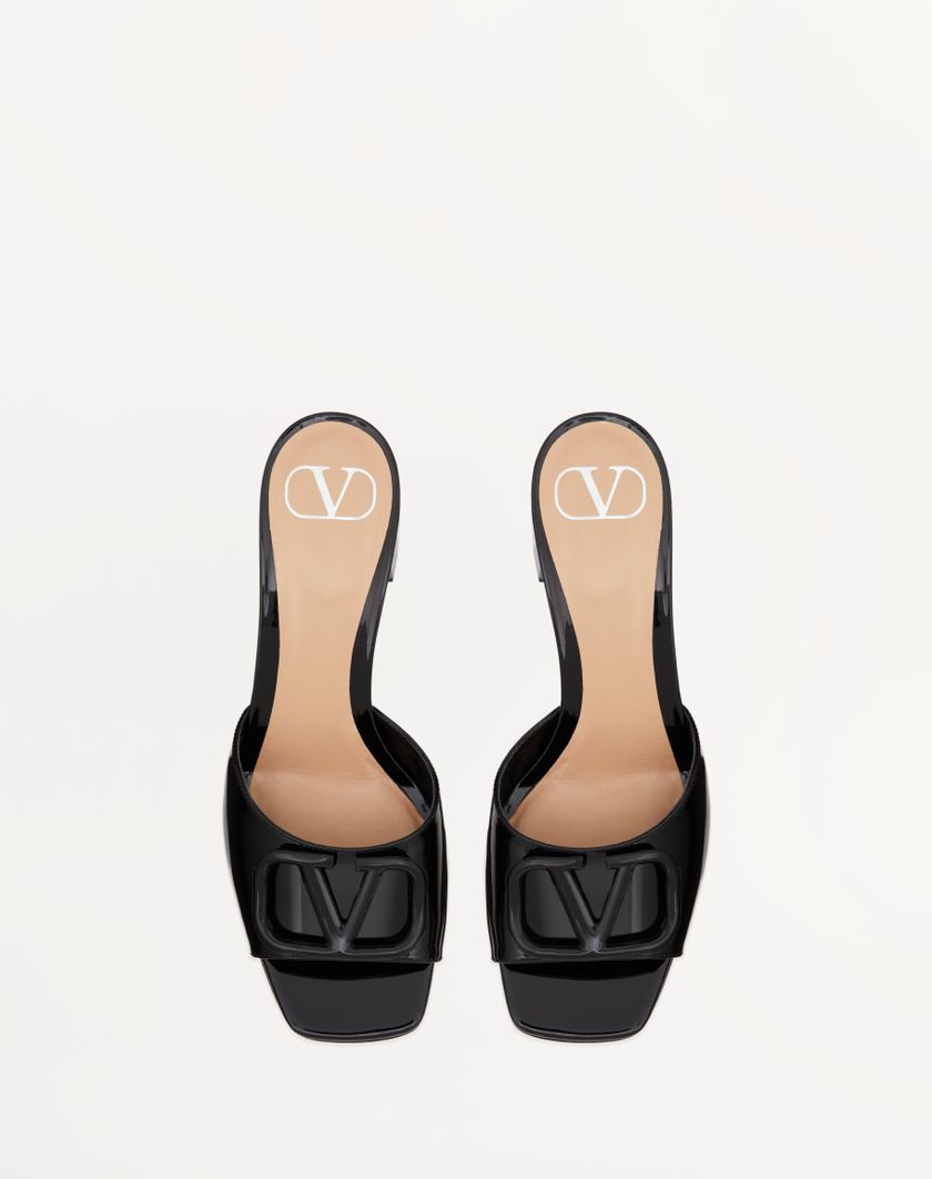 Valentino Handbags Sandalo Slide Vlogo Signature In Vernice 60mm per Donna in Nero | Valentino IT Economico