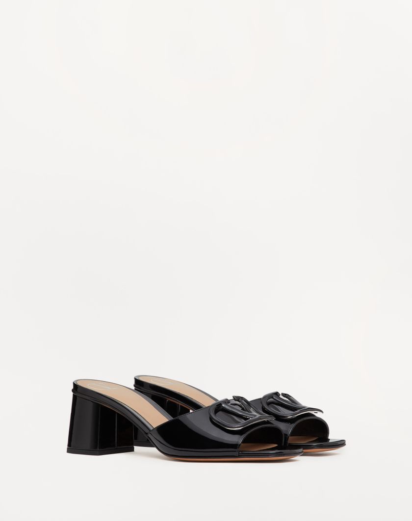Valentino Handbags Sandalo Slide Vlogo Signature In Vernice 60mm per Donna in Azzurro | Valentino IT Outlet