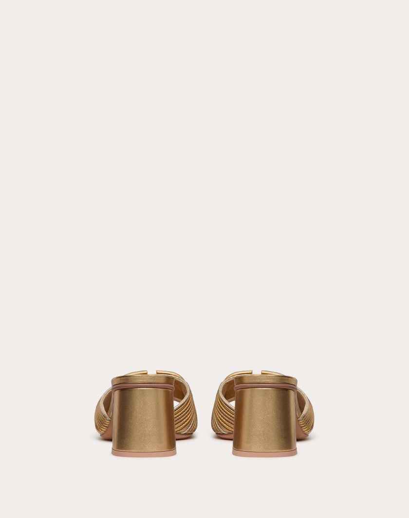 Valentino Handbags Sandalo Slide Vlogo Signature Metallizzato Con Ricamo Cornely 60mm per Donna in Oro | Valentino IT In Vendita