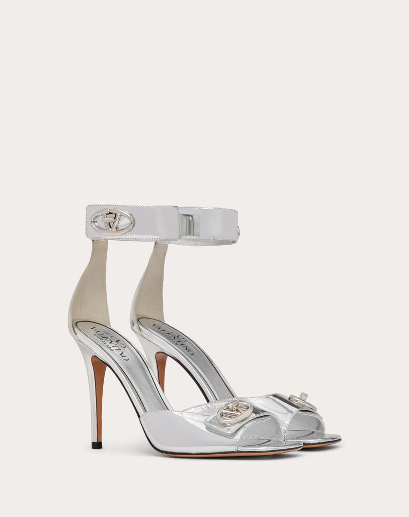 Valentino Handbags Sandalo Vlogo Locker In Vitello Specchio 105mm per Donna in Argento | Valentino IT Hotsell