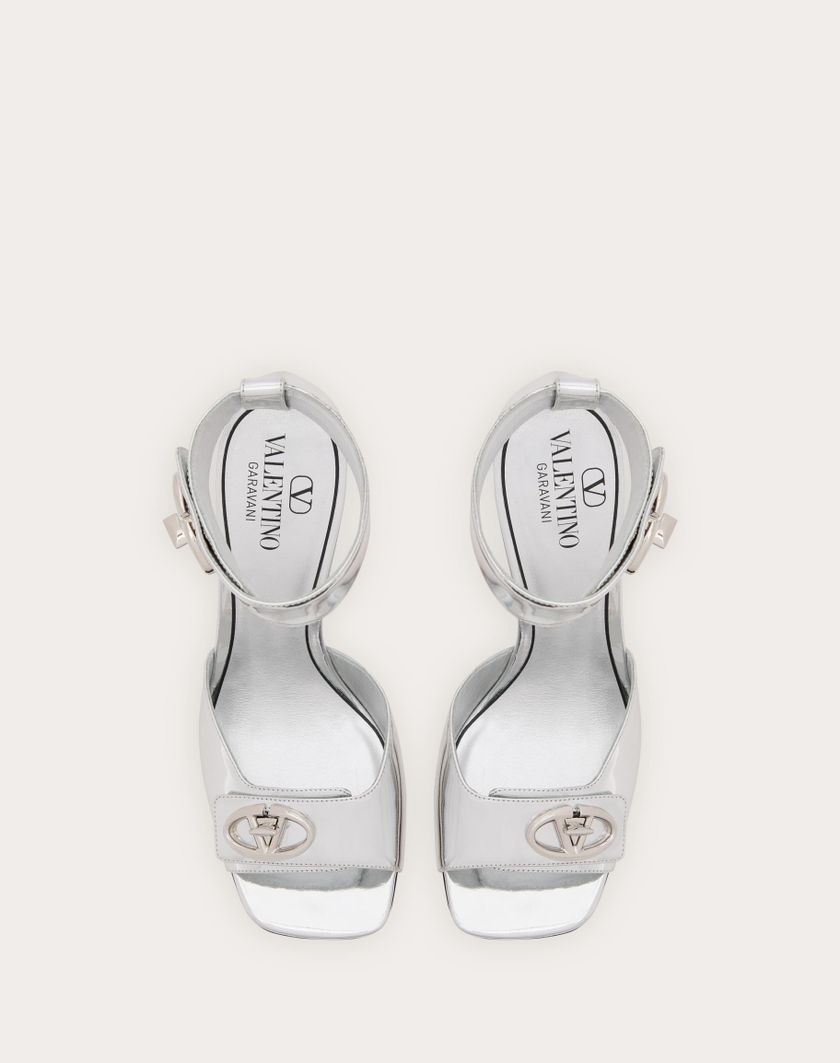 Valentino Handbags Sandalo Vlogo Locker In Vitello Specchio 105mm per Donna in Argento | Valentino IT Hotsell