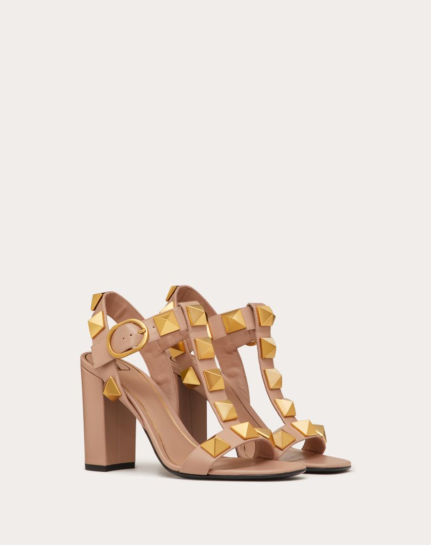 Valentino Handbags Sandalo Roman Stud In Vitello 90mm per Donna in Rose Cannelle | Valentino IT Saldi Di Fabbrica