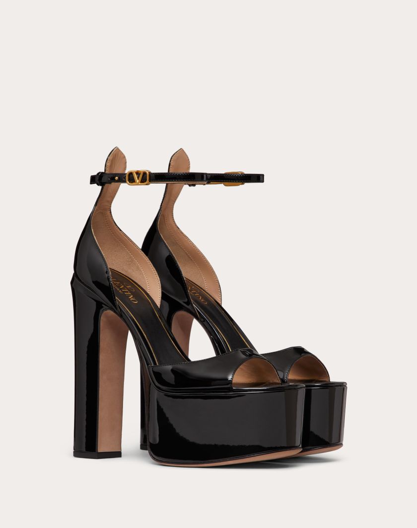Valentino Handbags Sandalo Con Plateau Valentino Garavani Tan-go In Vernice 155mm per Donna in Nero | Valentino IT Negozio