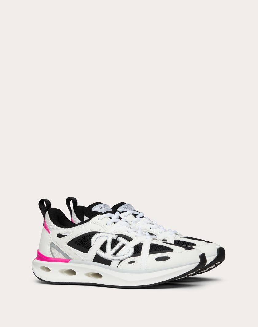 Valentino Handbags Sneaker Vlogo Easyjog In Vitello E Tessuto per Donna in Bianco/avorio/grigio | Valentino IT Sconto di tempo limitato