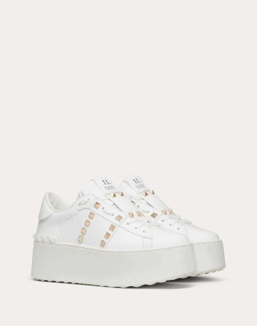 Valentino Handbags Sneaker Flatform Rockstud Untitled In Vitello per Donna in Bianco | Valentino IT Prezzo di fabbrica