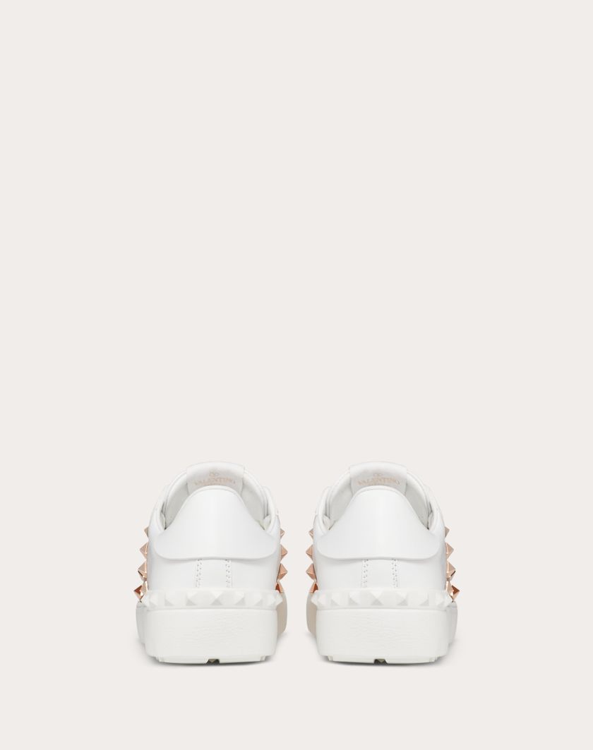 Valentino Handbags Sneaker Rockstud Untitled In Vitello Con Banda Metallizzata per Donna in Bianco/rame | Valentino IT Vendite stagionali