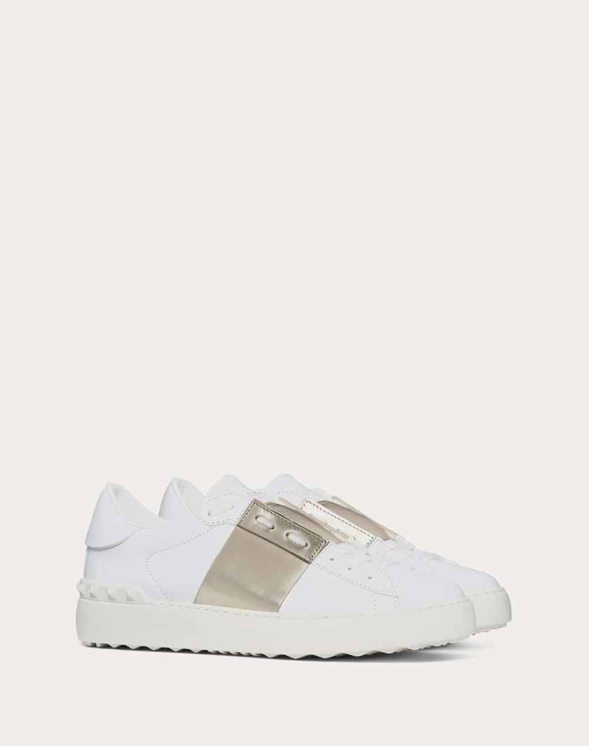 Valentino Handbags Sneaker Open Con Banda Metallizzata per Donna in Bianco/platino | Valentino IT Offerta Pasqua