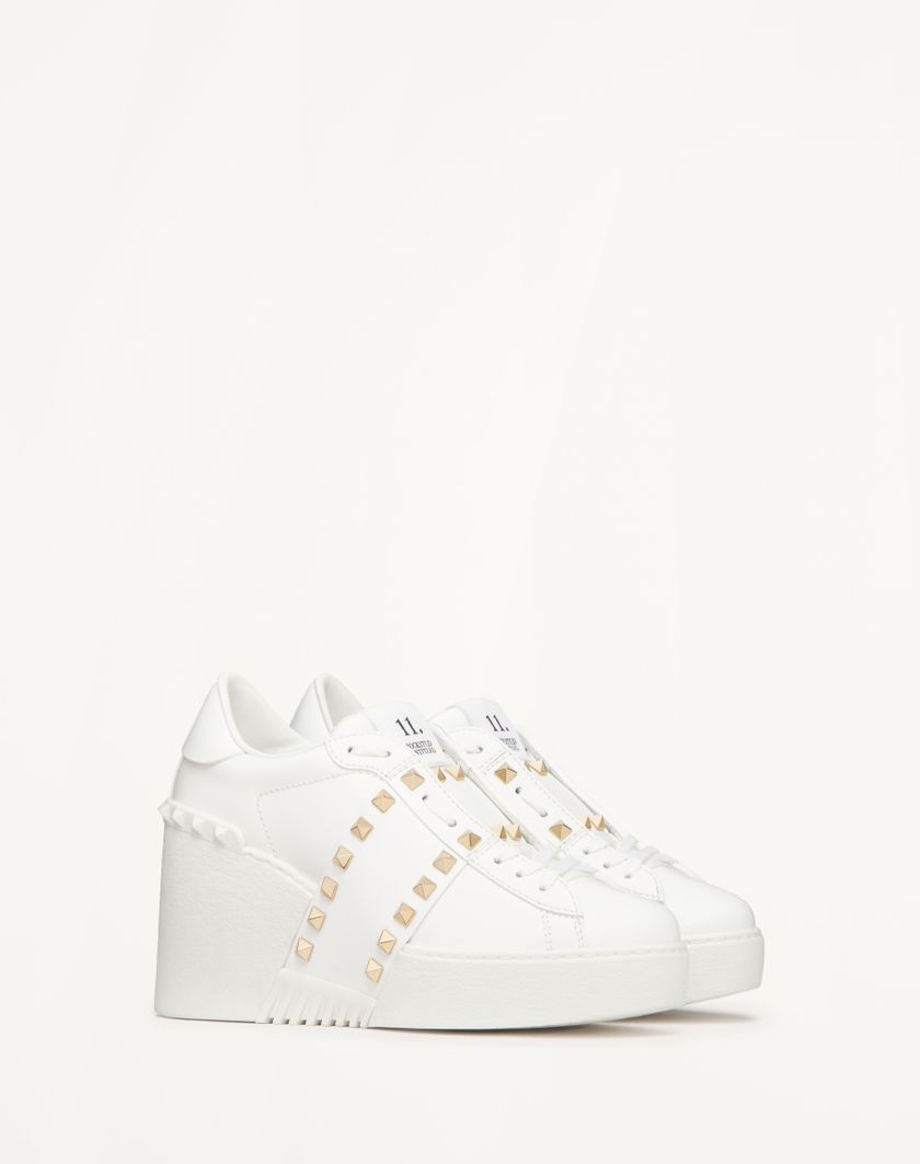 Valentino Handbags Sneaker Con Zeppa Open Disco In Vitello 85mm per Donna in Bianco | Valentino IT Offerta per la Festa della Mamma