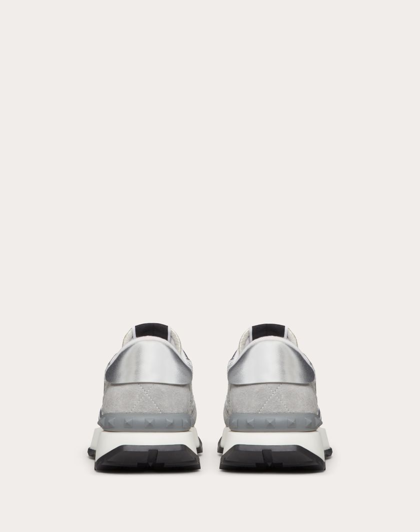 Valentino Handbags Sneaker Lacerunner In Pizzo E Mesh per Donna in Silver/pastel Grey | Valentino IT Vendita calda
