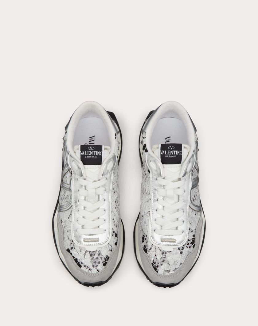 Valentino Handbags Sneaker Lacerunner In Pizzo E Mesh per Donna in Silver/pastel Grey | Valentino IT Vendita calda