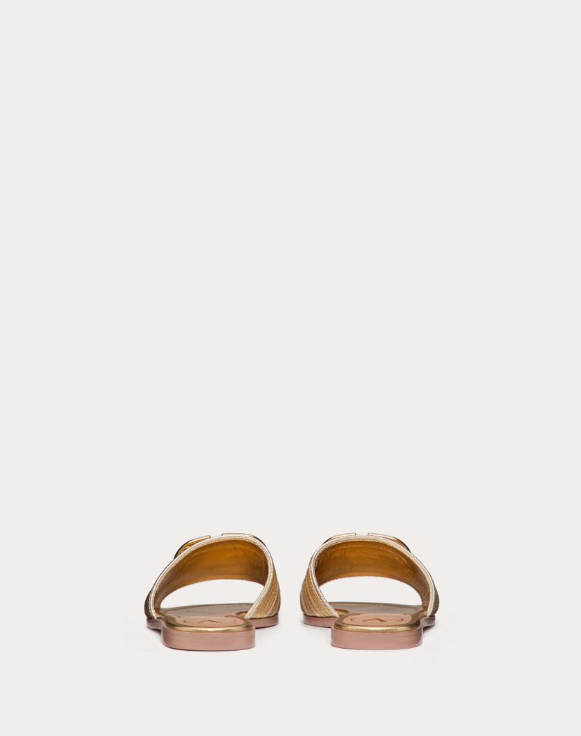 Valentino Handbags Sandalo Slide Vlogo Signature Metallizzato Con Ricamo Cornely per Donna in Oro | Valentino IT Offerte stagionali