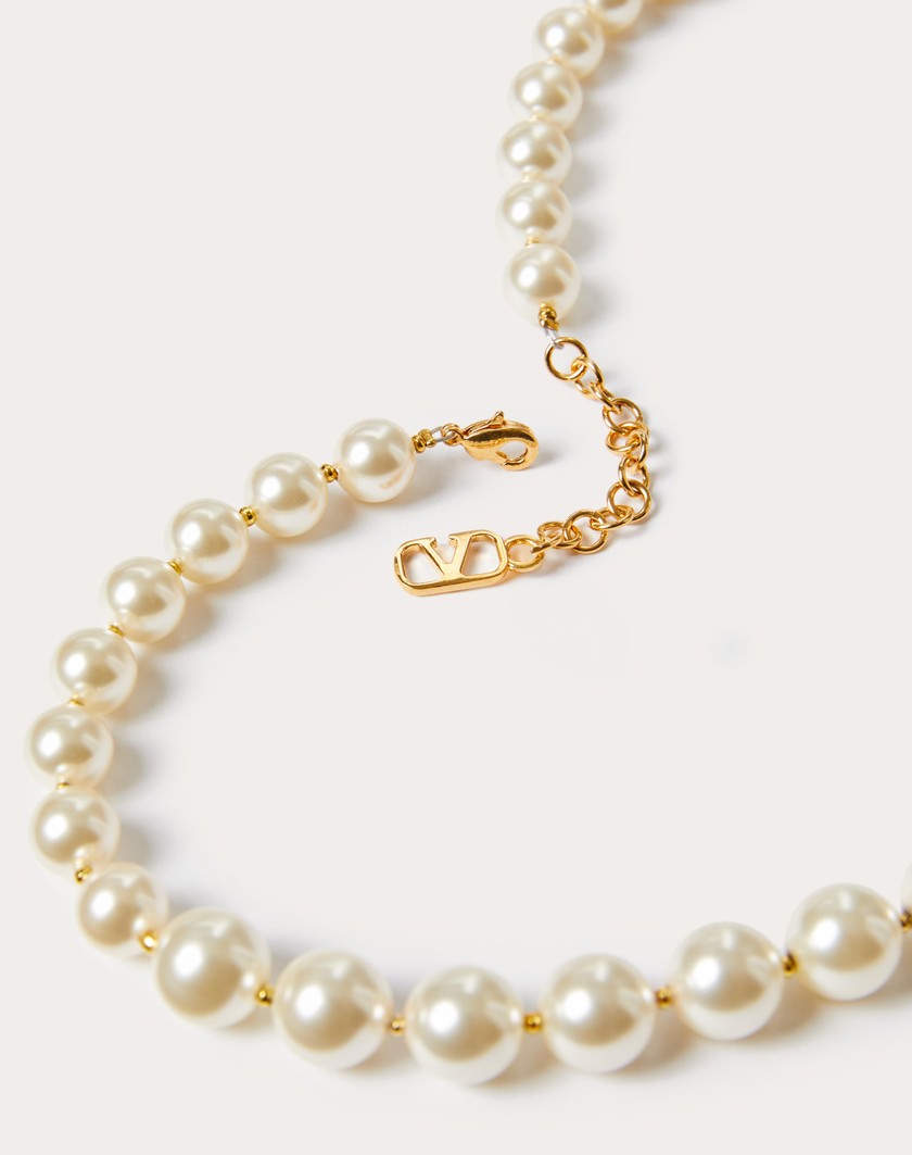 Valentino Handbags Collana Vlogo Signature In Metallo E Perle Swarovski® per Donna in Oro | Valentino IT Prezzo basso