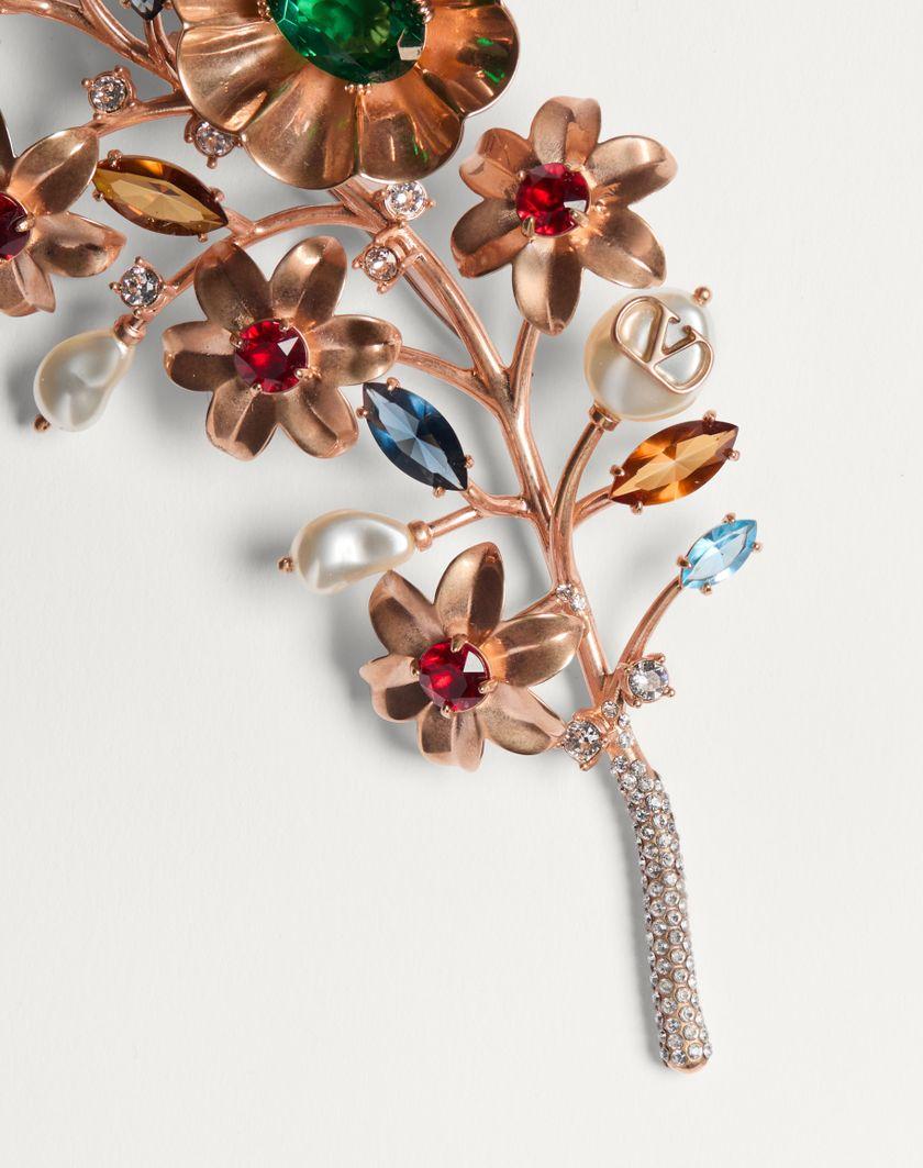 Valentino Handbags Spilla Papier Floral In Metallo Perla E Cristalli Swarovski® per Donna in Multicolor | Valentino IT ACQUISTA ORA