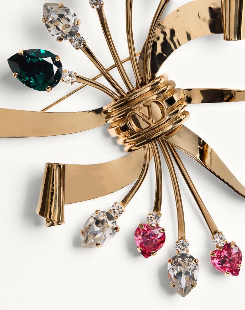 Valentino Handbags Spilla Papier Floral In Metallo E Cristalli Swarovski® per Donna in Oro/multicolor | Valentino IT Latest stili