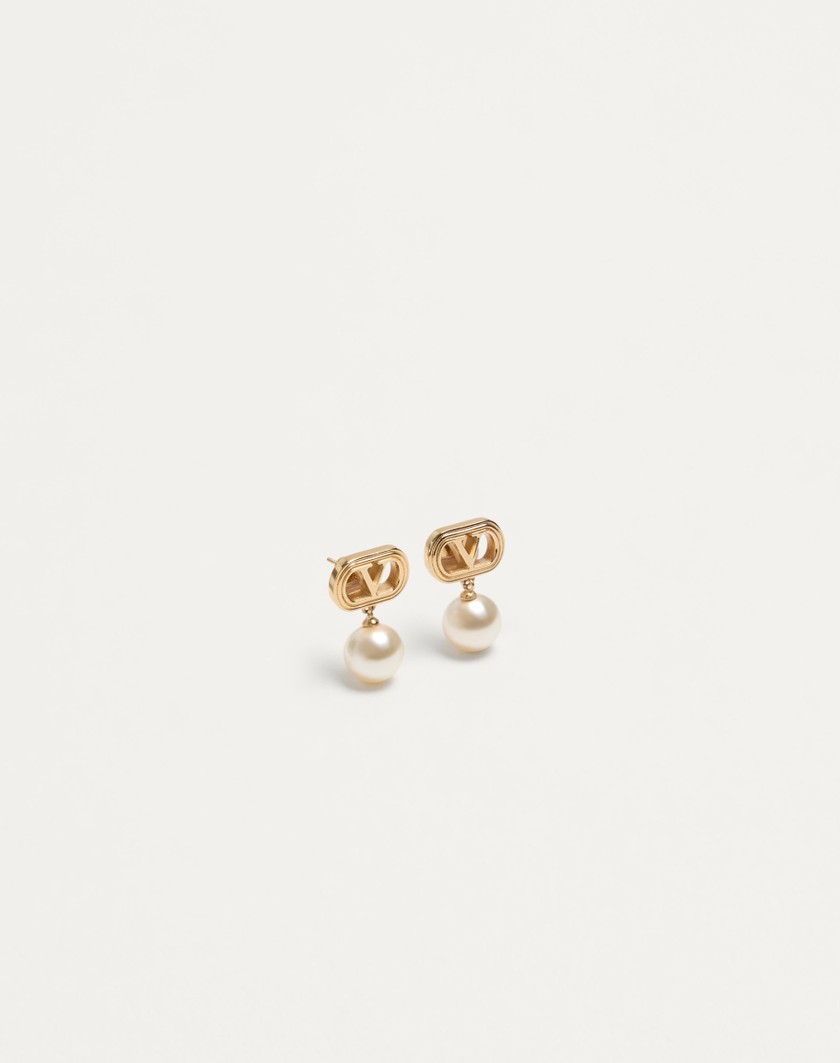 Valentino Handbags Orecchini Ovalette In Metallo E Perle Swarovski® per Donna in Oro/crema | Valentino IT Fino al 50% di sconto