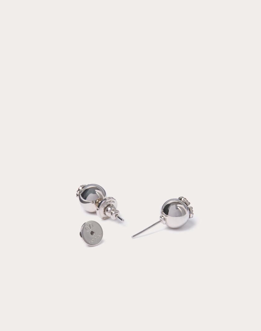 Valentino Handbags Orecchini Vlogo Signature In Metallo E Cristalli Swarovski® per Donna in Palladio/crystal | Valentino IT Fino al 55% di sconto