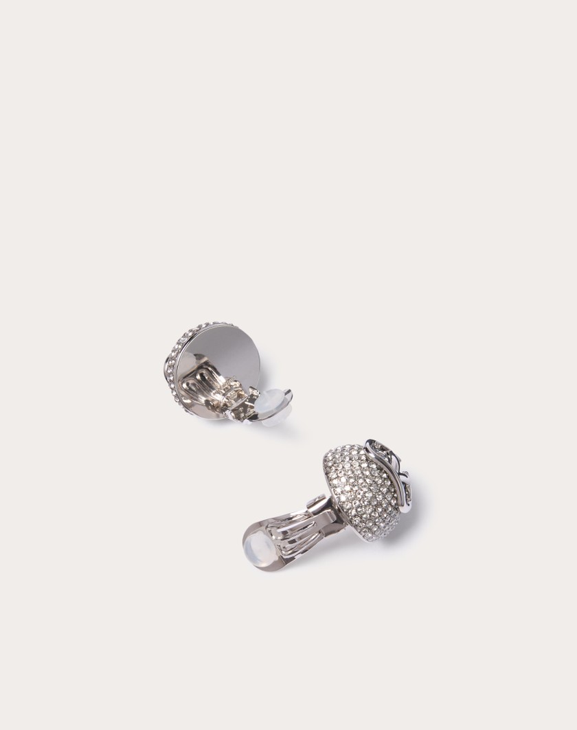 Valentino Handbags Orecchini Vlogo Signature In Metallo E Cristalli Swarovski® per Donna in Palladio/crystal | Valentino IT Super sconto