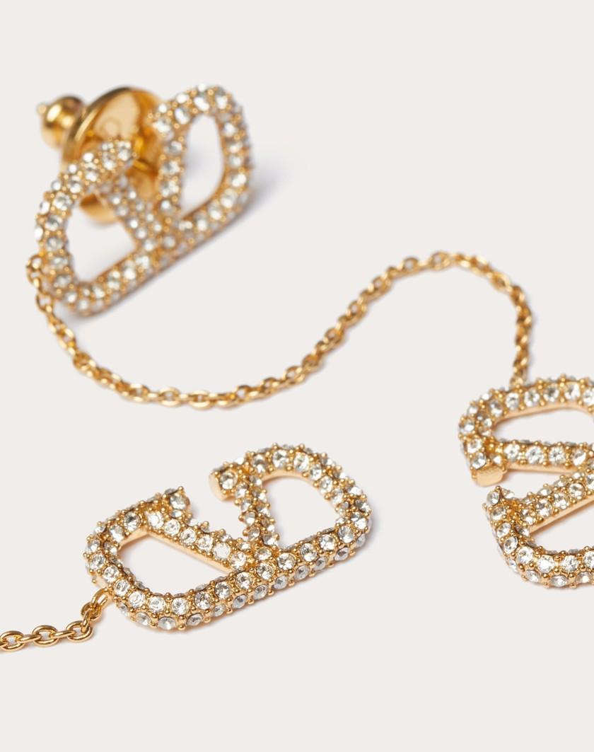 Valentino Handbags Orecchini Vlogo Signature In Metallo E Cristalli Swarovski® per Donna in Oro | Valentino IT Limitato a 3 giorni