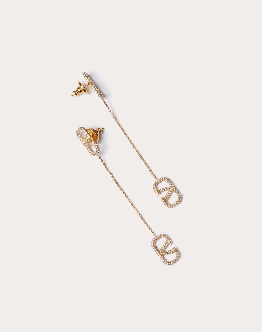 Valentino Handbags Orecchini Vlogo Signature In Metallo E Cristalli Swarovski® per Donna in Oro | Valentino IT Limitato a 3 giorni