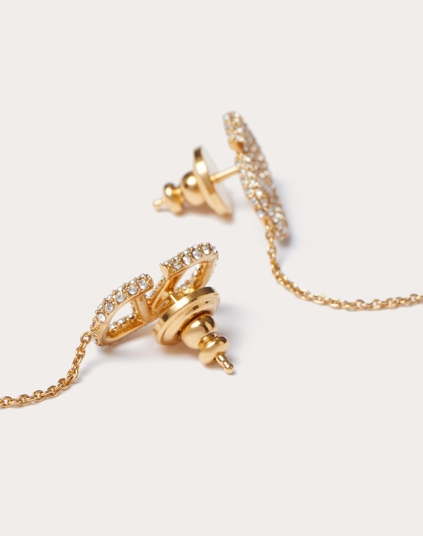 Valentino Handbags Orecchini Vlogo Signature In Metallo E Cristalli Swarovski® per Donna in Oro | Valentino IT Limitato a 3 giorni