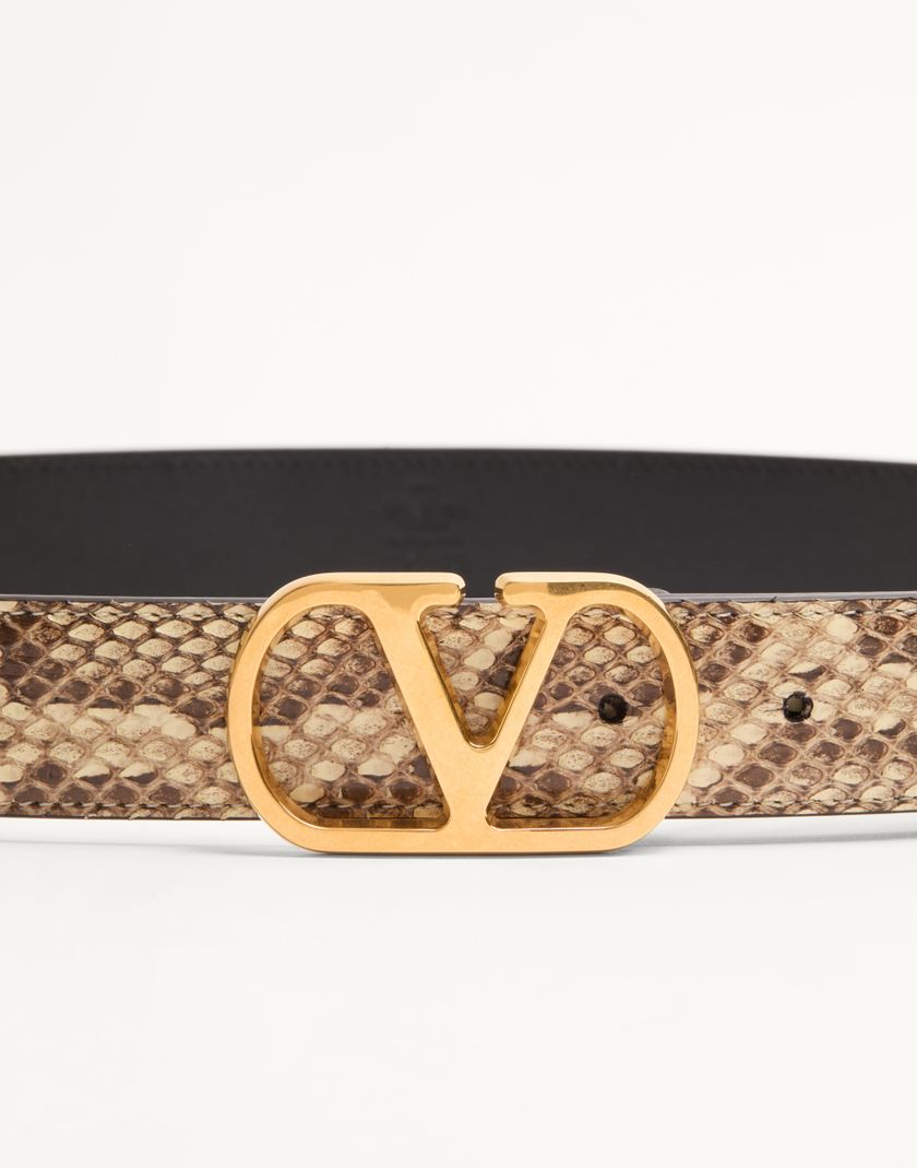 Valentino Handbags Cintura Vlogo Signature In Pitone 30 Mm per Donna in Avorio | Valentino IT In vendita