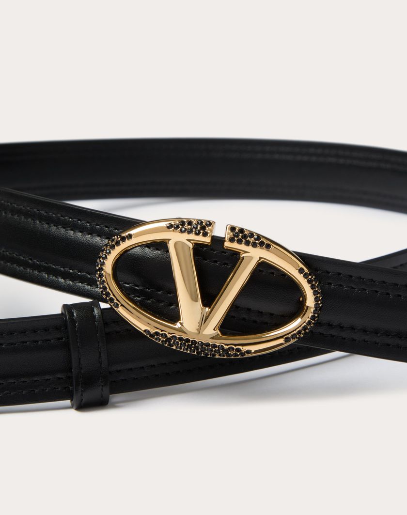 Valentino Handbags Cintura Vlogo The Bold Edition In Vitello Lucido 20 Mm per Donna in Nero | Valentino IT Consegna Veloce