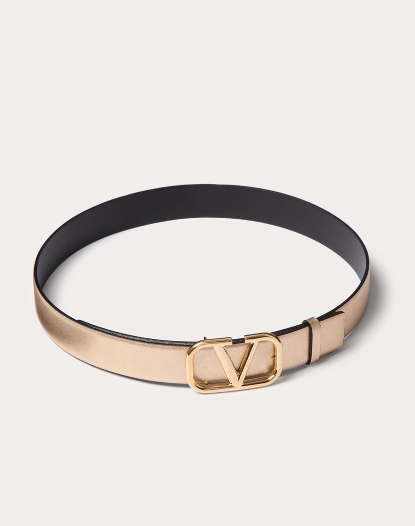 Valentino Handbags Cintura Reversibile Vlogo Signature In Vitello Metallizzato E Vitello Lucido 30 Mm per Donna in Oro/nero | Valentino IT Affare Del Giorno