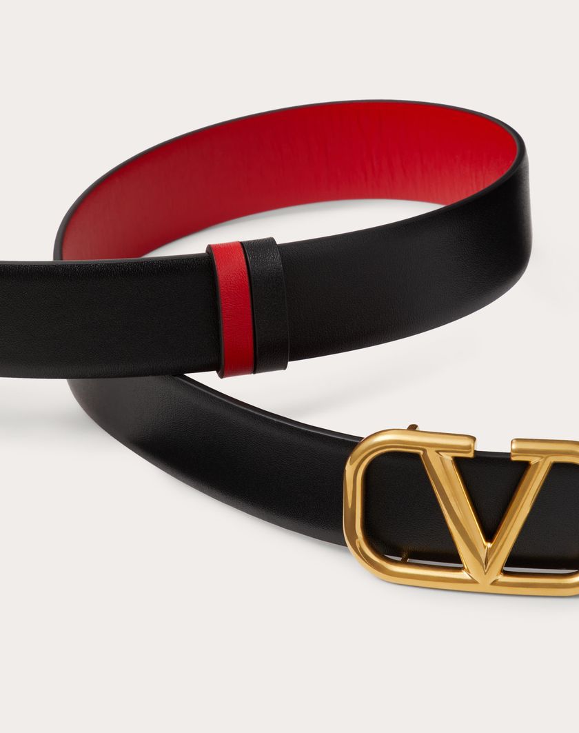 Valentino Handbags Cintura Reversibile Vlogo Signature In Vitello Lucido 30 Mm per Donna in Nero/rouge Pur | Valentino IT Convenienza