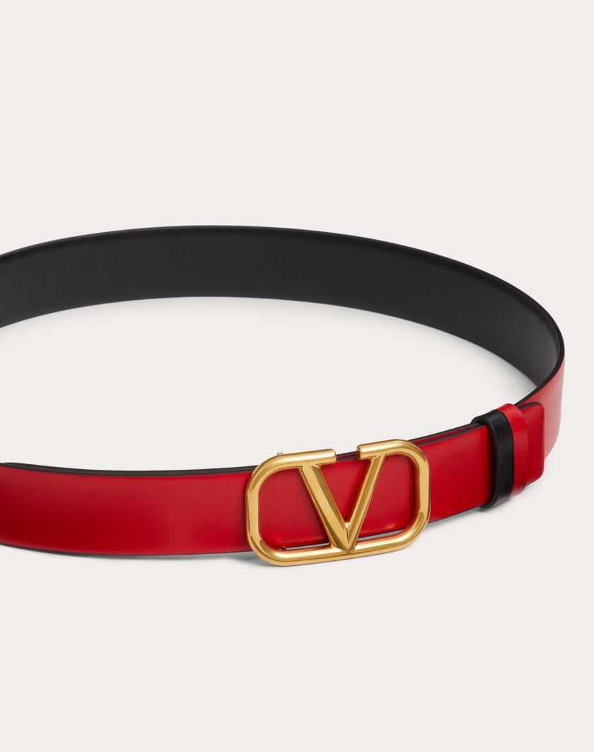 Valentino Handbags Cintura Reversibile Vlogo Signature In Vitello Lucido 30 Mm per Donna in Nero/rouge Pur | Valentino IT Convenienza