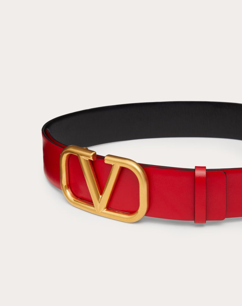 Valentino Handbags Cintura Reversibile Vlogo Signature In Vitello Lucido 40 Mm per Donna in Nero/rouge Pur | Valentino IT Presa