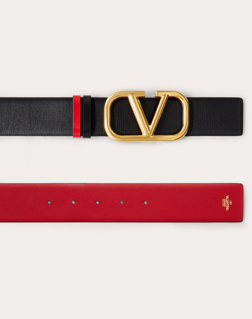 Valentino Handbags Cintura Reversibile Vlogo Signature In Vitello Lucido 40 Mm per Donna in Nero/rouge Pur | Valentino IT Presa