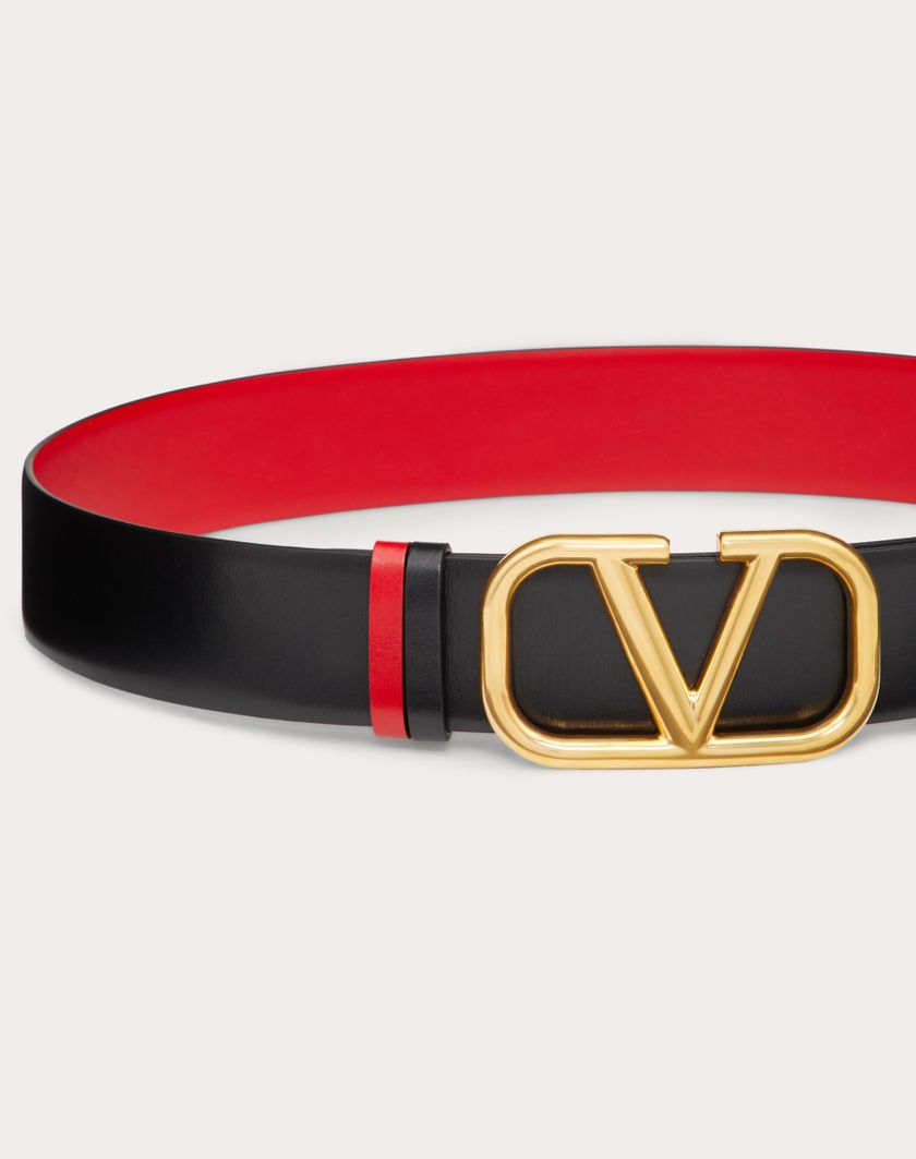 Valentino Handbags Cintura Reversibile Vlogo Signature In Vitello Lucido 40 Mm per Donna in Nero/rouge Pur | Valentino IT Presa