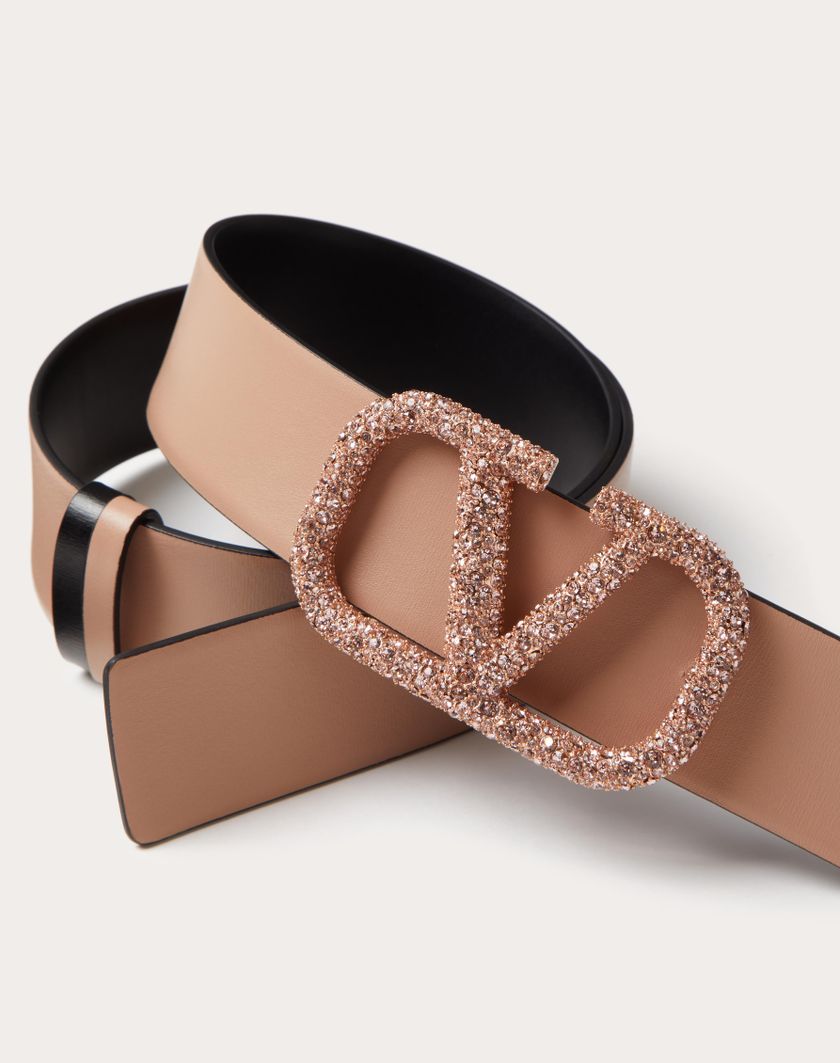 Valentino Handbags Cintura Reversibile Vlogo Signature In Vitello Lucido 40 Mm per Donna in Rose Cannelle/nero | Valentino IT Offerta