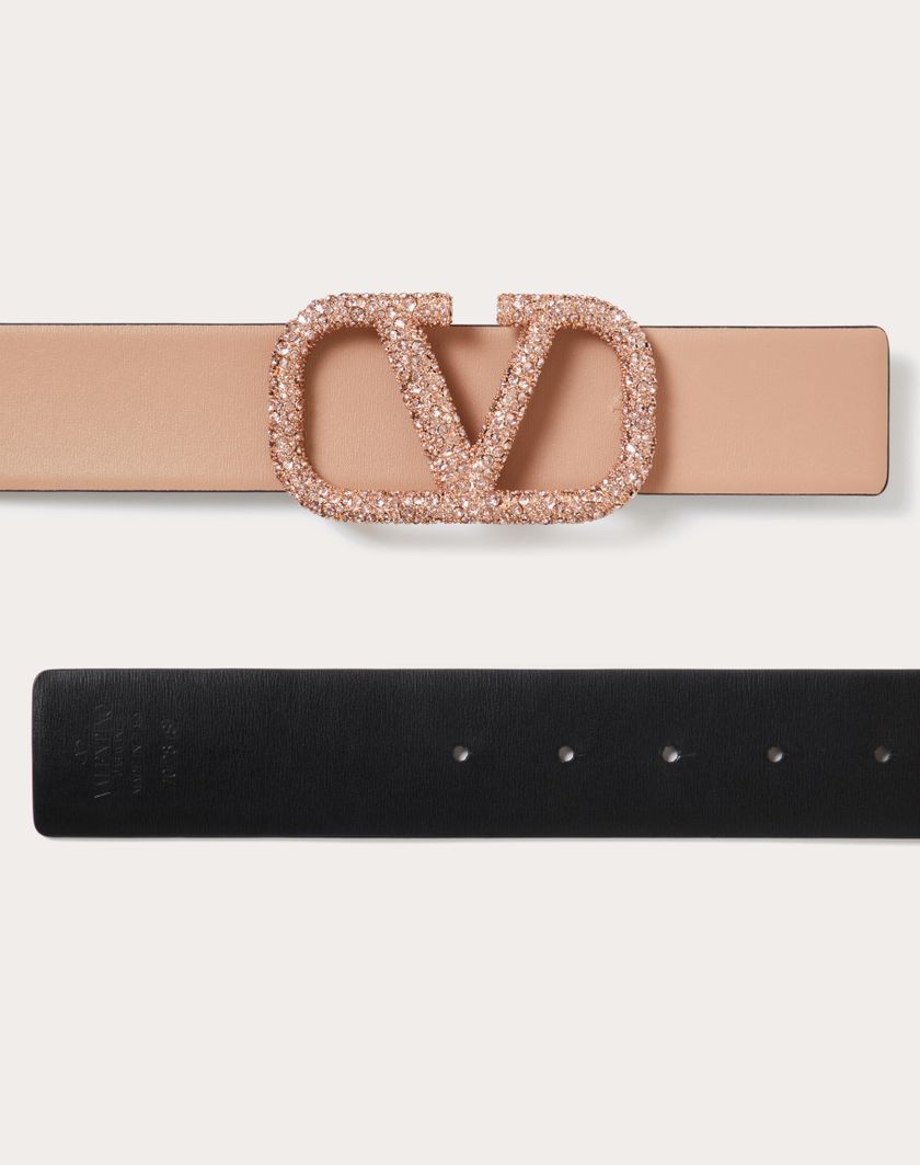 Valentino Handbags Cintura Reversibile Vlogo Signature In Vitello Lucido 40 Mm per Donna in Rose Cannelle/nero | Valentino IT Offerta