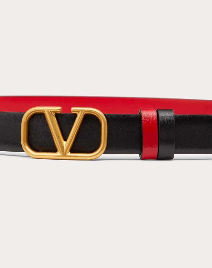 Valentino Handbags Cintura Reversibile Vlogo Signature In Vitello Lucido 20 Mm per Donna in Rose Cannelle | Valentino IT Outlet