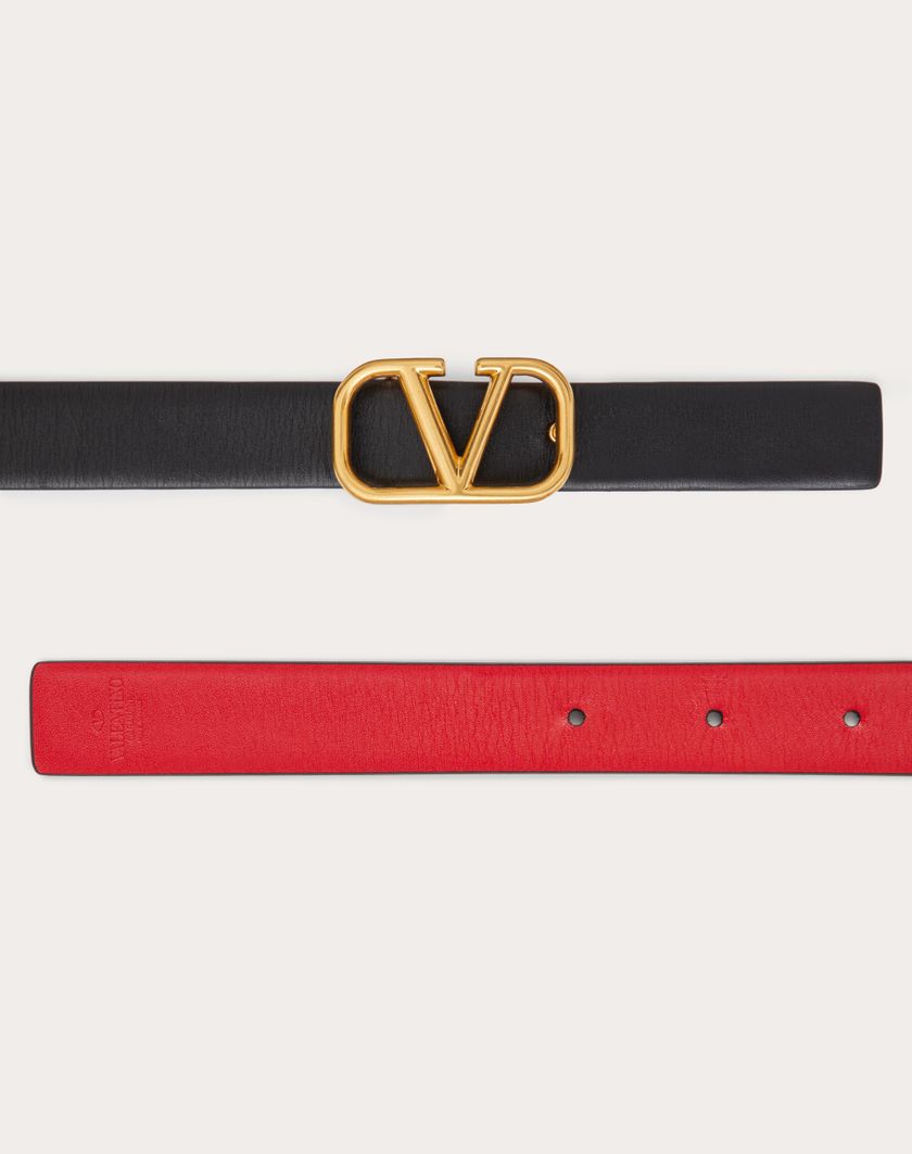Valentino Handbags Cintura Reversibile Vlogo Signature In Vitello Lucido 20 Mm per Donna in Nero/rouge Pur | Valentino IT Saldi