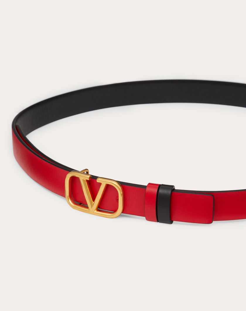Valentino Handbags Cintura Reversibile Vlogo Signature In Vitello Lucido 20 Mm per Donna in Nero/rouge Pur | Valentino IT Saldi