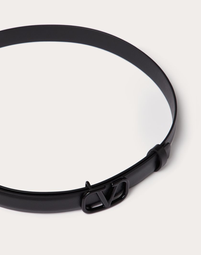 Valentino Handbags Cintura Vlogo Signature In Vitello Lucido 20 Mm per Donna in Nero | Valentino IT Offerte